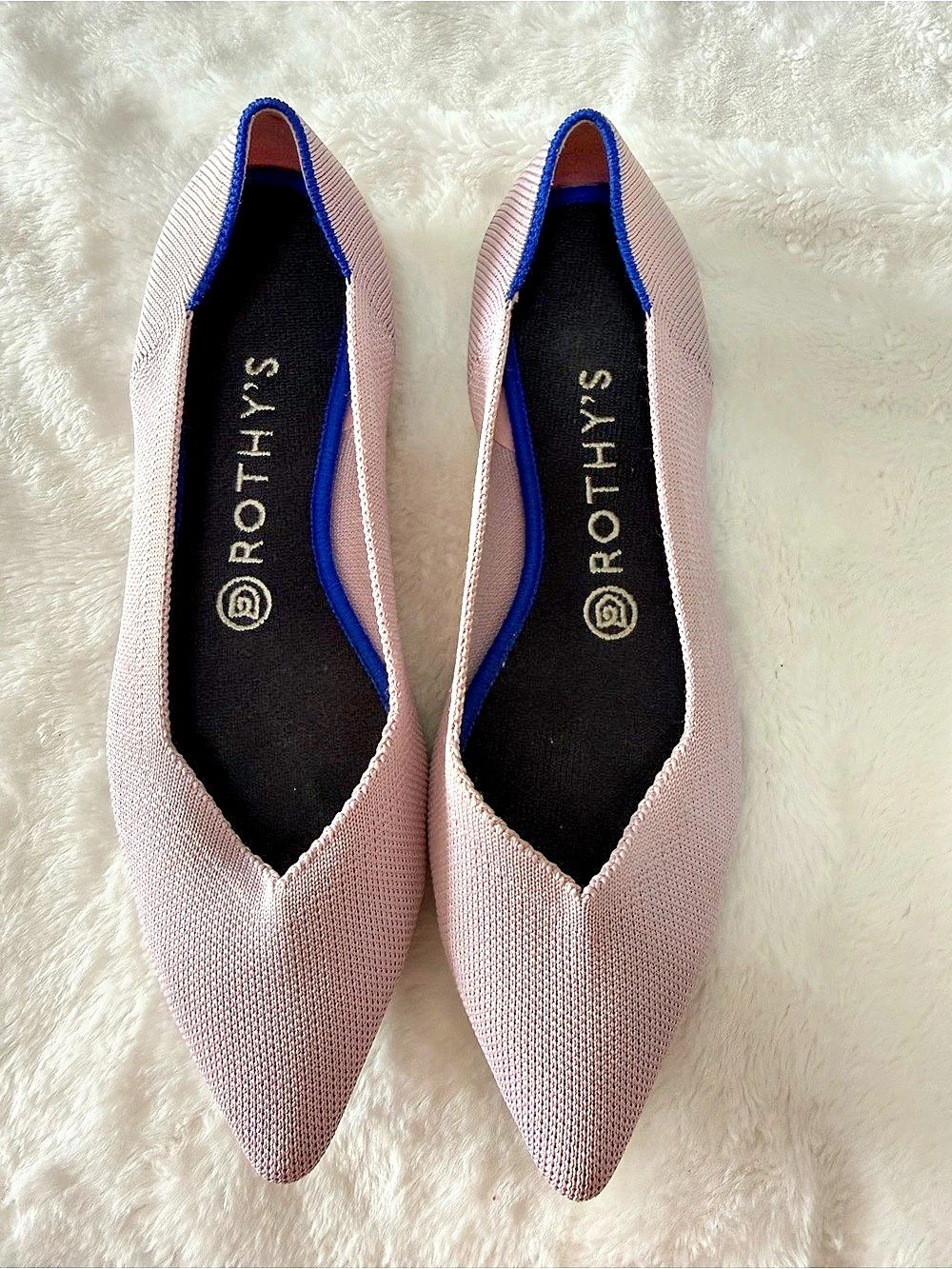 Rothy's The Point Pointed-Toe Flats Pale Blush Pink US 8.5 New